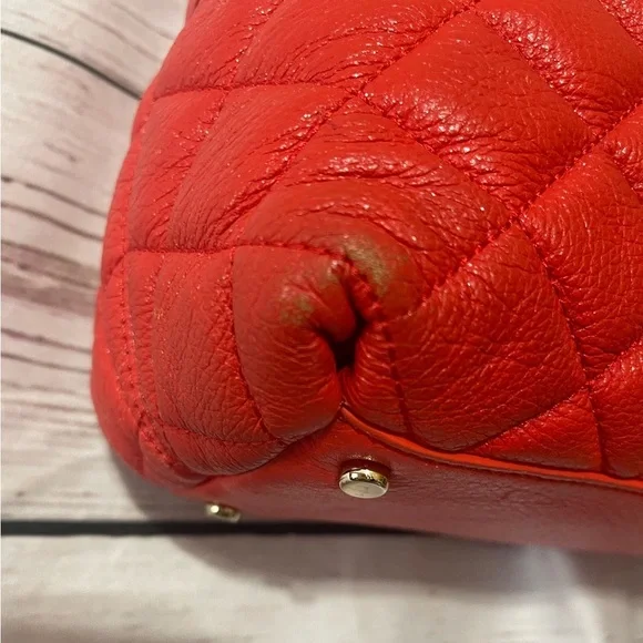 Kate Spade  Gold Coast Georgina  Marachino Red Quilted Leather Satchel Handbag - Picture 13 of 16